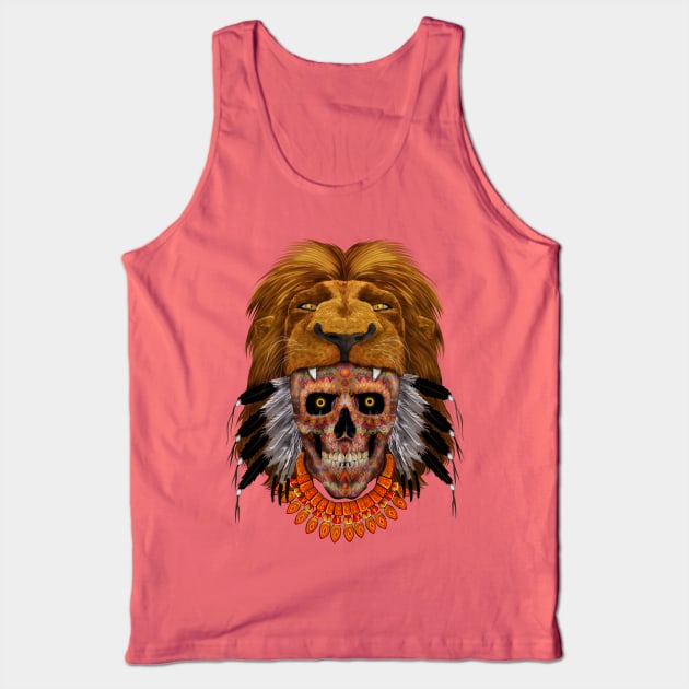 indian native lion sugar Skull Tank Top by Dezigner007